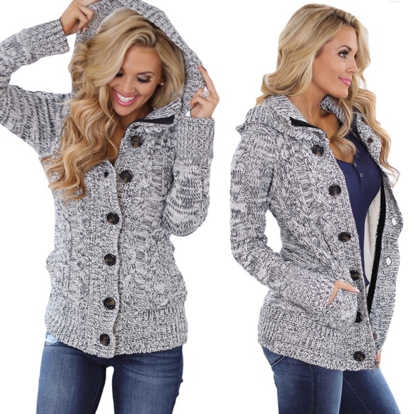 fairlygirly Jackets & Blazers - Faux Fur Lined Hoodie Cardigan Coat w Pockets Grey